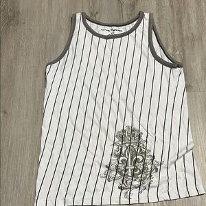 Urban Heritage White Tank Top with Black Pinstripes